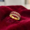 R-607 (15) Pave 2.15 Cts Round Brilliant F/VS1 Diamonds Ruby Band Ring In 14K Yellow Gold