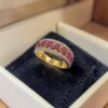 R-607 (17) Pave 2.15 Cts Round Brilliant F/VS1 Diamonds Ruby Band Ring In 14K Yellow Gold