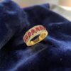 R-607 (18) Pave 2.15 Cts Round Brilliant F/VS1 Diamonds Ruby Band Ring In 14K Yellow Gold