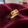 R-608 (17) 0.70 Cts Round Brilliant F/VS1 Diamonds Channel Set Ruby Men's Ring In 18K Gold