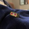 R-608 (19) 0.70 Cts Round Brilliant F/VS1 Diamonds Channel Set Ruby Men's Ring In 18K Gold