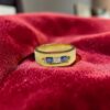 R-609 (16) 0.70 Cts Round Brilliant F/VS1 Diamonds Blue Sapphire 3-Stone Mens Ring 18K Gold