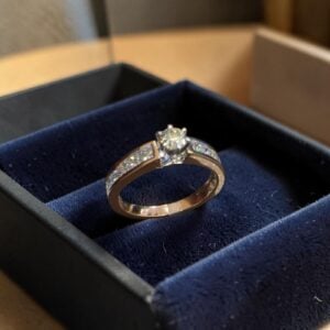 GIA Certified 0.95 Cts Round Princess F/VS1 Diamonds Engagement Ring In 14K Gold