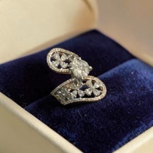 Home 10 Stunning 2.26 Cts Multi Shape F/VS1 Diamonds Cluster Engagement Ring In 14K Gold