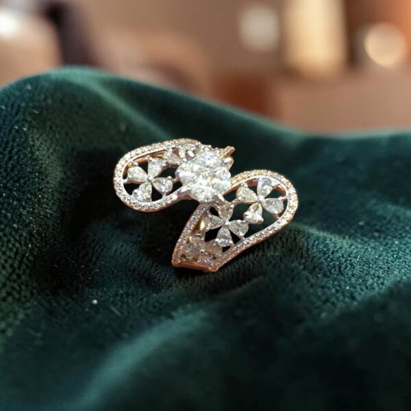 Stunning 2.26 Cts Multi Shape F/VS1 Diamonds Cluster Engagement Ring In 14K Gold