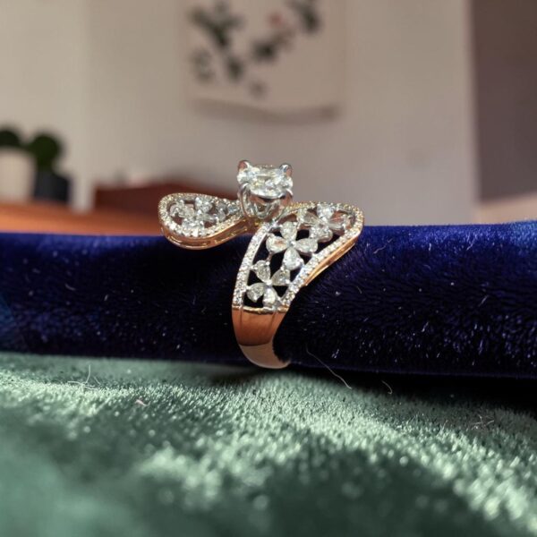 Stunning 2.26 Cts Multi Shape F/VS1 Diamonds Cluster Engagement Ring In 14K Gold