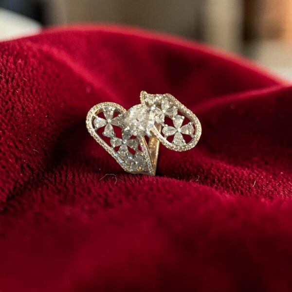 Stunning 2.26 Cts Multi Shape F/VS1 Diamonds Cluster Engagement Ring In 14K Gold