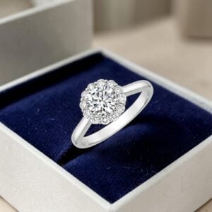 0.80 Cts GIA Certified Round Brilliant F/VS1 Diamonds Engagement Ring 14K Gold