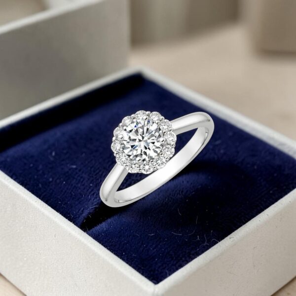 0.80 Cts GIA Certified Round Brilliant F/VS1 Diamonds Engagement Ring 14K Gold