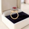 Pave 9 Cts Round Baguette Cut F/VS1 Diamonds Ruby Cocktail Ring 14K Yellow Gold