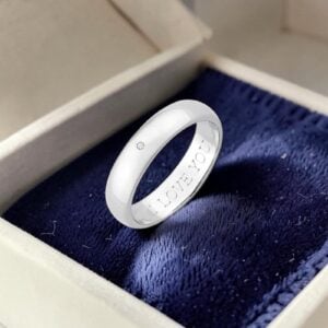 0.10 Ct Round Brilliant F/VS1 Diamond Unisex Engagement Band Ring 14K White Gold