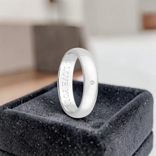 R-620 (6) 0.10 Ct Round Brilliant F/VS1 Diamond Unisex Engagement Band Ring 14K White Gold