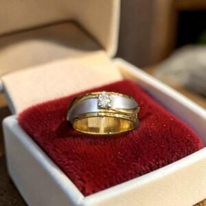 1/4 Cts GIA Certified Round Brilliant F/VS1 Diamond Men’s Band Ring In 14K Gold