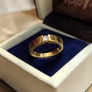 GIA Certified 0.25 Cts Round F/VS1 Diamond Tension Set Men's Band Ring 14K Gold