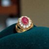 Beautiful 5.78 Cts Round Brilliant F/VS1 Diamonds Ruby Cocktail Ring In 14K Gold