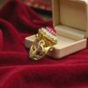 Beautiful 5.78 Cts Round Brilliant F/VS1 Diamonds Ruby Cocktail Ring In 14K Gold
