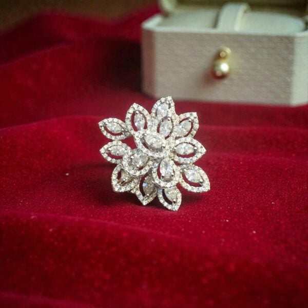 Pave 2.21 Cts Round Marquise Pear Shape F/VS1 Diamonds Cocktail Ring In 14K Gold