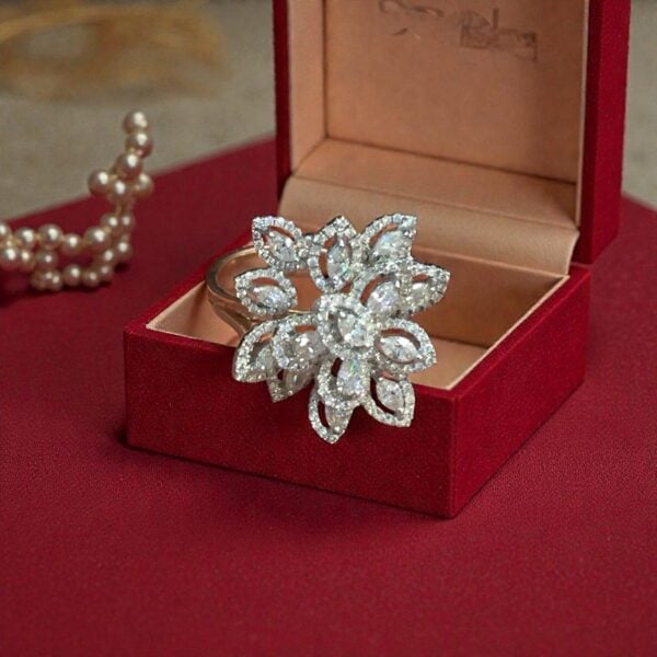 Pave 2.21 Cts Round Marquise Pear Shape F/VS1 Diamonds Cocktail Ring In 14K Gold