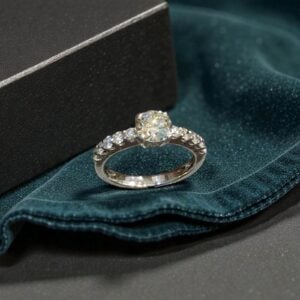 R-629 (19) GIA Certified 1.50 Cts Round Brilliant F/VS1 Diamonds Engagement Ring 18K Gold