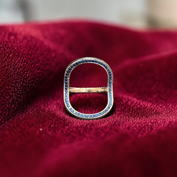 Pave 2.04 Cts F/VS1 Diamonds Blue Sapphire Ruby 3-In-1 Convertible Ring 14K Gold