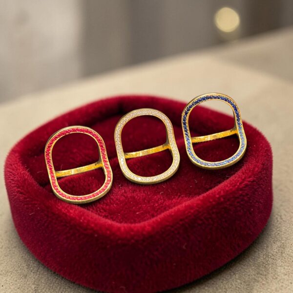 Pave 2.04 Cts Round Brilliant F/VS1 Diamonds Ruby Sapphire 3-in-1 Ring 14K Gold