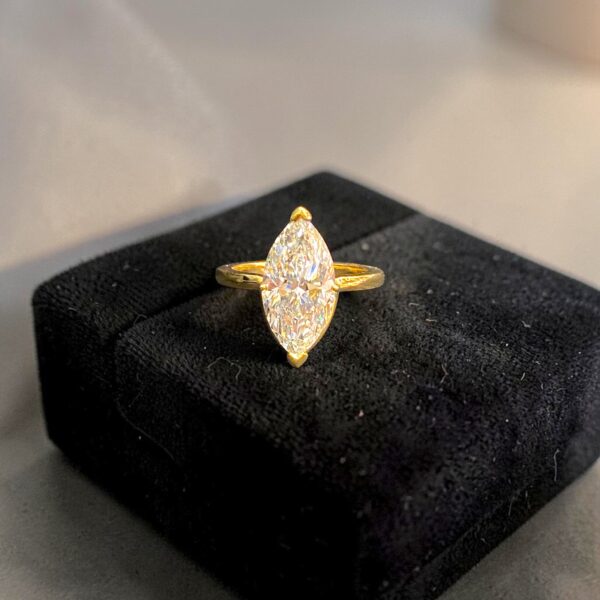 GIA Certified 3 Cts Marquise Shape F/VS1 Diamond Solitaire Ring 18K Yellow Gold