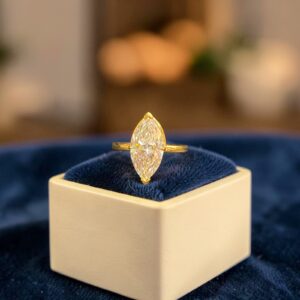 GIA Certified 3 Cts Marquise Shape F/VS1 Diamond Solitaire Ring 18K Yellow Gold