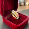 2.58 Cts Round Brilliant F/VS1 Diamonds Rainbow Sapphire Unisex Ring In 14K Gold