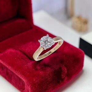 Classy 0.51 Cts Marquise Princess Shape F/VS1 Diamonds Engagement Ring 14K Gold