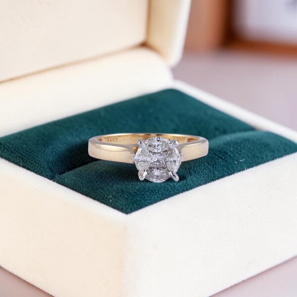 Classy 0.51 Cts Marquise Princess Shape F/VS1 Diamonds Engagement Ring 14K Gold