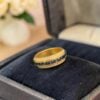R-638 (33) 4.57 Cts Round Brilliant F/VS1 Diamonds Blue Sapphire Unisex Band Ring 18K Gold