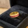 Pavé 3.66 Cts Round F/VS1 Diamonds Ruby Unisex Spinner Band Ring 18K Yellow Gold