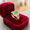 3.05 Cts Round Brilliant F/VS1 Diamonds Emerald Cocktail Ring In 18K Yellow Gold