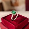 1.80 Cts Round Brilliant F/VS1 Diamonds Emerald Cocktail Ring In 14K Yellow Gold