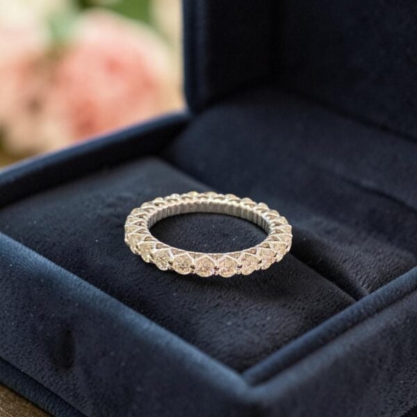 Pavé 1.85 Cts Round Brilliant F/VS1 Diamonds Eternity Band Ring 14K White Gold
