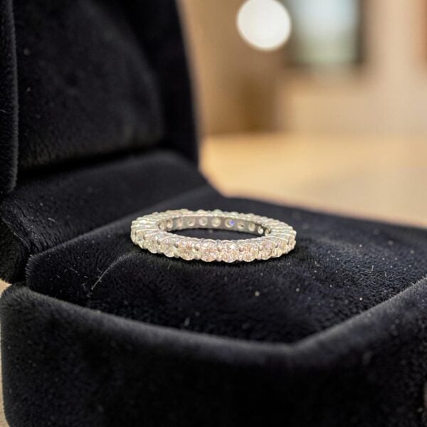 2.10 Cts Pavé Round Brilliant F/VS1 Diamonds Engagement Band Ring 14K White Gold