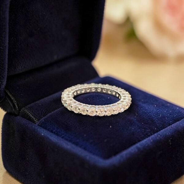 2.10 Cts Pavé Round Brilliant F/VS1 Diamonds Engagement Band Ring 14K White Gold