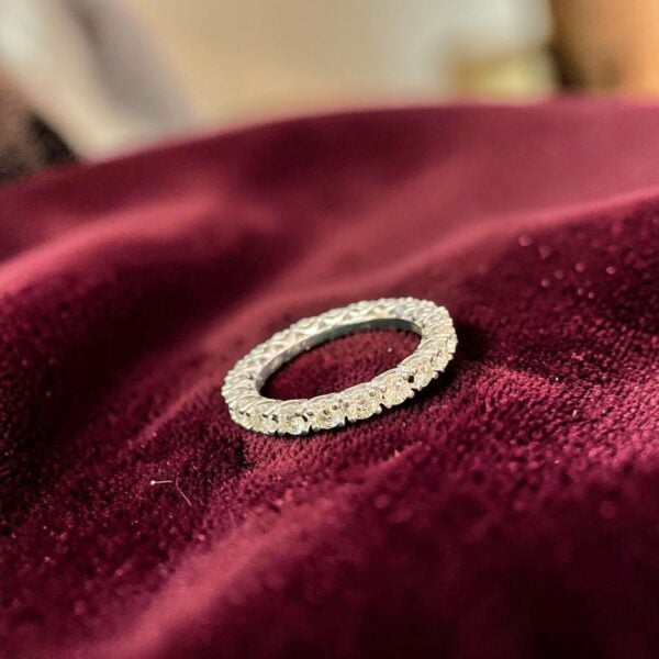 Classic 1.60 Cts Round Brilliant F/VS1 Diamonds Eternity Pavé Band Ring 14K Gold