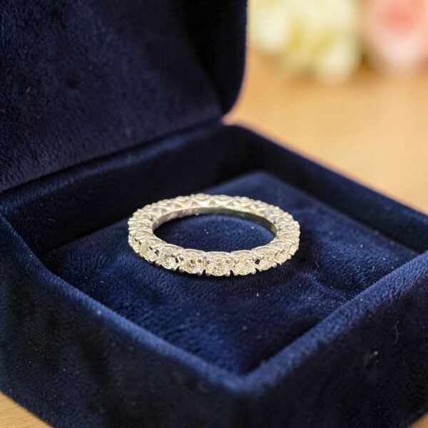 Classic 1.60 Cts Round Brilliant F/VS1 Diamonds Eternity Pavé Band Ring 14K Gold