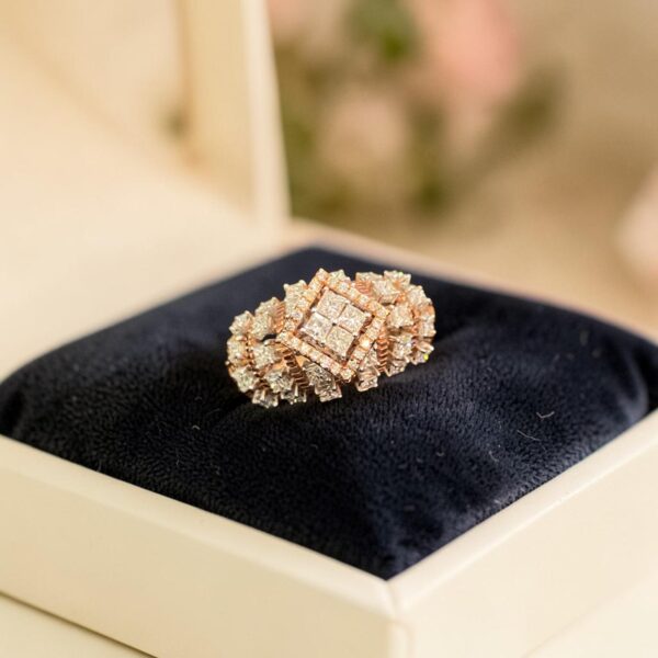 R-648 (24) 1.62 Cts Princess Round Shape F/VS1 Diamonds Anniversary Band Ring 14K Rose Gold
