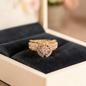 R-649 (24) Pavé 1.10 Cts Round Brilliant F/VS1 Diamonds Wedding Band Ring In 14K Rose Gold