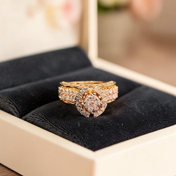 R-649 (24) Pavé 1.10 Cts Round Brilliant F/VS1 Diamonds Wedding Band Ring In 14K Rose Gold