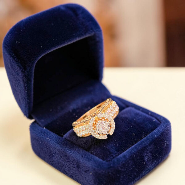 R-649 (25) Pavé 1.10 Cts Round Brilliant F/VS1 Diamonds Wedding Band Ring In 14K Rose Gold