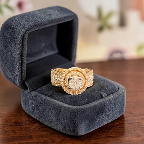 Classy 2.62 Cts Multi-Shape F/VS1 Diamonds Double Halo Engagement Ring 14KT Gold