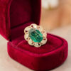 Pavé 1.95 Cts Marquise Round Shape F/VS1 Diamonds Emerald Cocktail Ring 14K Gold