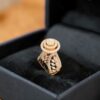 2.97 Cts Round Brilliant F/VS1 Diamonds Double Halo Cluster Ring 14K Rose Gold