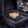 Exquisite 1.10 Ct Round Brilliant F/VS1 Diamonds Cluster Halo Ring 14K Rose Gold