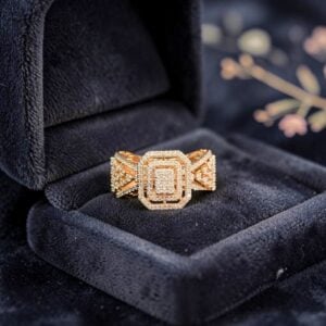 Exquisite 1.10 Ct Round Brilliant F/VS1 Diamonds Cluster Halo Ring 14K Rose Gold