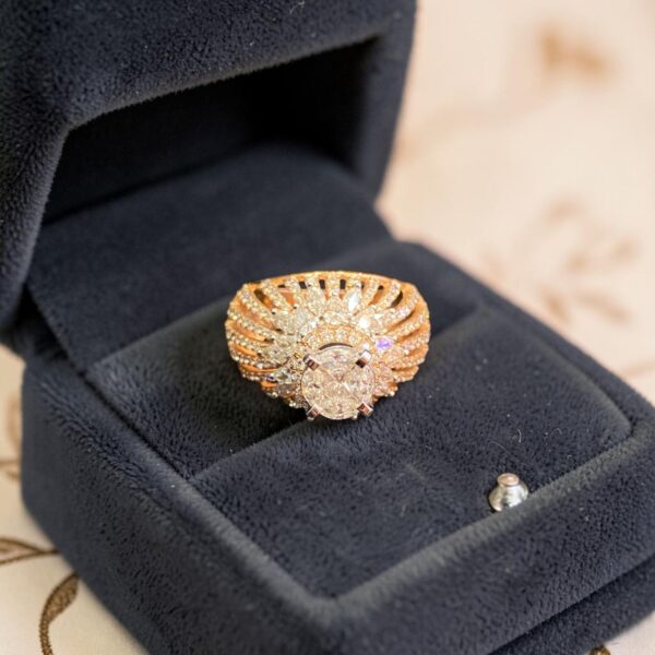 Pavé 3.10 Cts Round Pear Marquise Princess F/VS1 Diamonds Wedding Ring 14K Gold