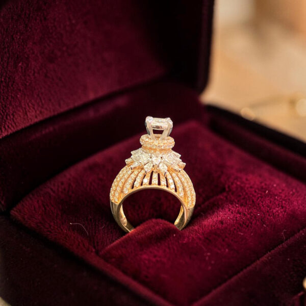 Pavé 3.10 Cts Round Pear Marquise Princess F/VS1 Diamonds Wedding Ring 14K Gold